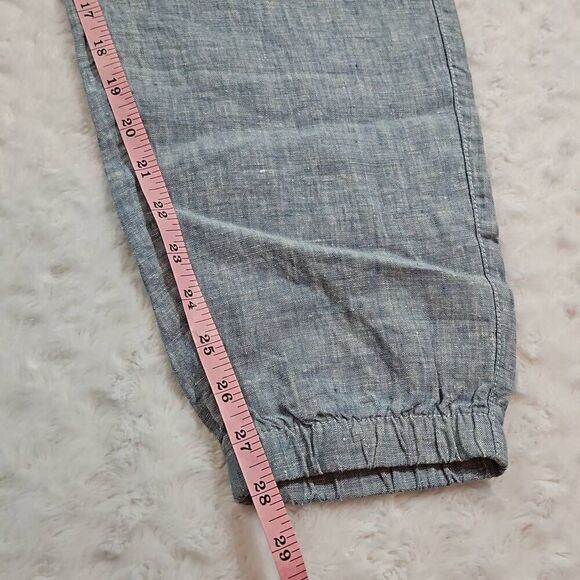 Athleta Retreat Linen Jogger Chambray Blue Womens Size 12 Drawstring Waist - Picture 4 of 9